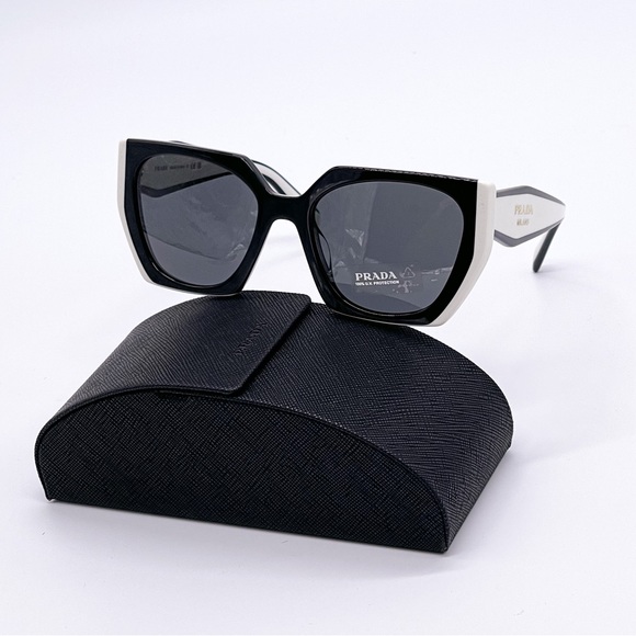 NEW PRADA PR15WSF 09Q5S0 WOMEN SUNGLASSES PRADA SPR 15W BLACK WHITE PRADA PR15WS - Picture 3 of 14
